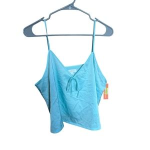 Colsie Aqua Blue Tie-Front Spaghetti Strap Cami